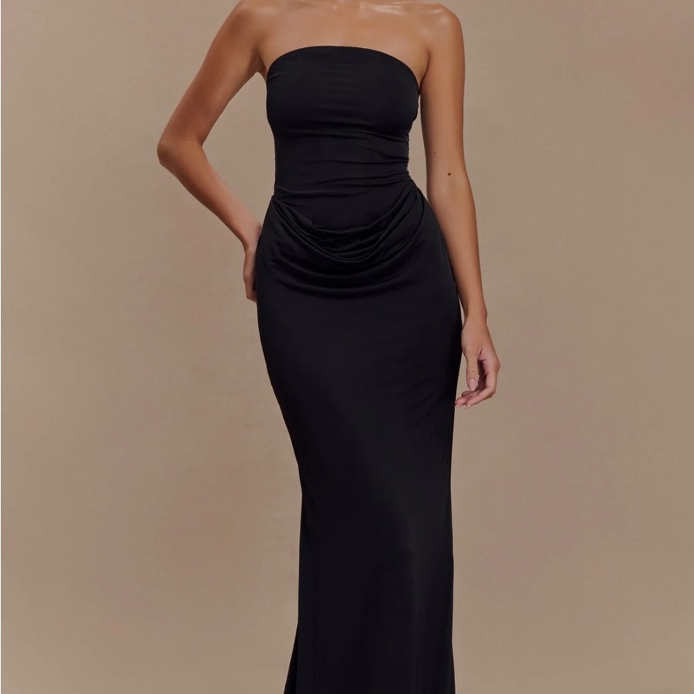 NWT Meshki Madison Strapless Slinky Maxi Dress - Black